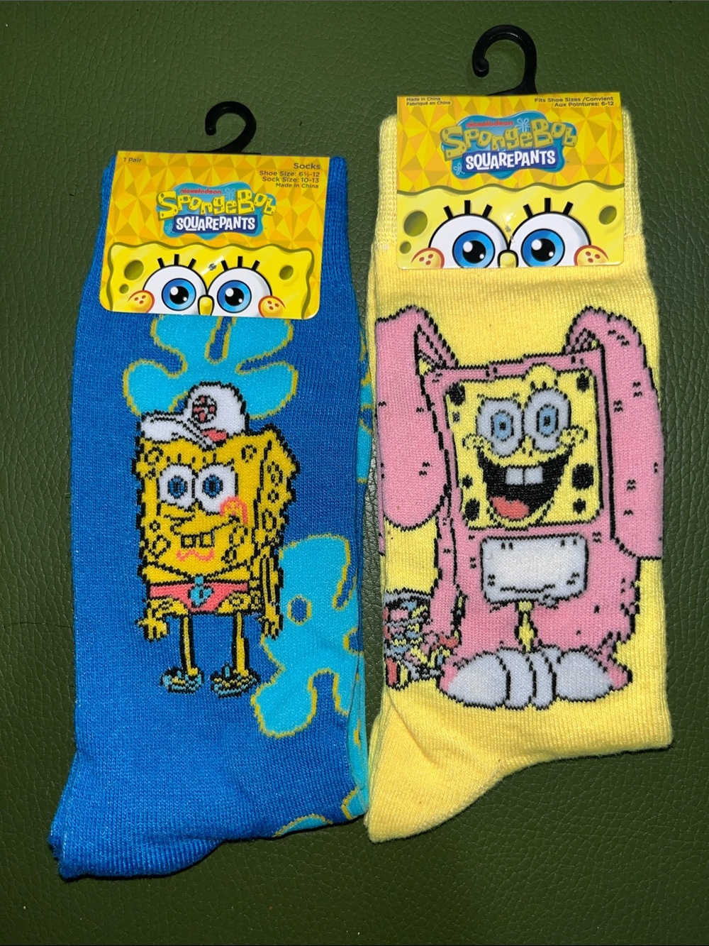 SpongeBob SquarePants Socks - Blue & Yellow/Pink Set